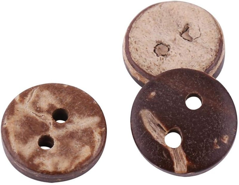 woobles Wooden Buttons, 400Pcs Natural Brown Coconut Shell 2 Holes Sewing Buttons Scrapbooking Decor Accessories 10mm - Image 4
